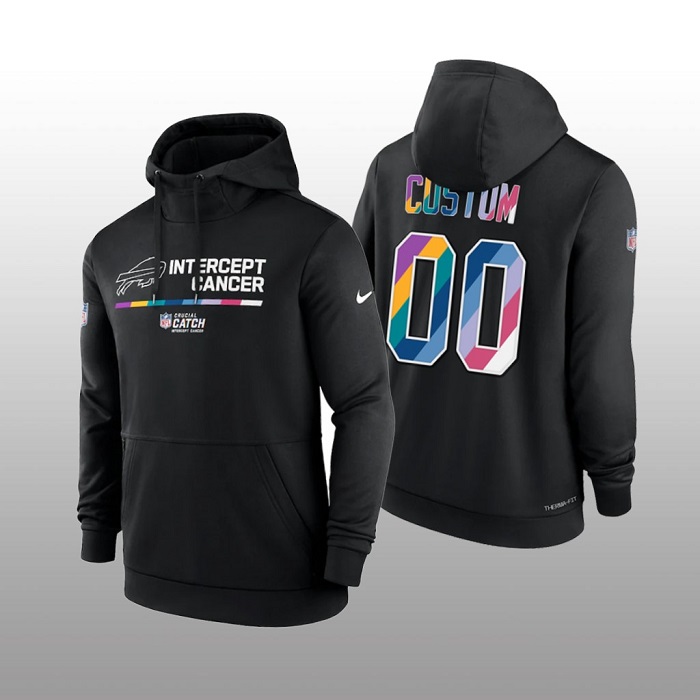 Men's Buffalo Bills Custom 2022 Black Crucial Catch Therma Performance Pullover Hoodie Men's Buffalo Bills Custom 2022 Black Crucial Catch Therma Performance Pullover Hoodie